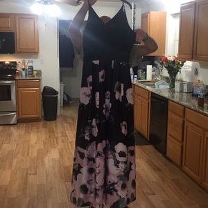 Beautiful formal blue & pink floral prom dress